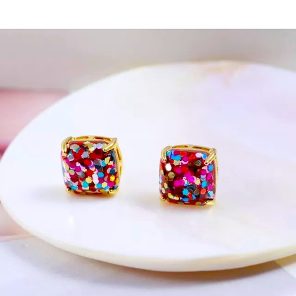Kate Spade Sparkle Sequins Glitter Square Rhinestone Candy Color New Earrings